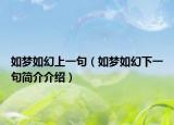 如夢(mèng)如幻上一句（如夢(mèng)如幻下一句簡(jiǎn)介介紹）