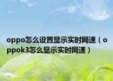 oppo怎么設(shè)置顯示實時網(wǎng)速（oppok3怎么顯示實時網(wǎng)速）