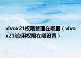 vivox21權(quán)限管理在哪里（vivox21i應(yīng)用權(quán)限在哪設(shè)置）