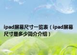 ipad屏幕尺寸一覽表（ipad屏幕尺寸是多少簡(jiǎn)介介紹）