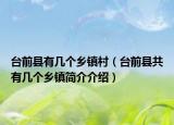 臺前縣有幾個鄉(xiāng)鎮(zhèn)村（臺前縣共有幾個鄉(xiāng)鎮(zhèn)簡介介紹）