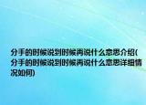 分手的時候說到時候再說什么意思介紹(分手的時候說到時候再說什么意思詳細情況如何)
