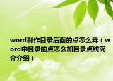 word制作目錄后面的點怎么弄（word中目錄的點怎么加目錄點線簡介介紹）