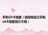 手機SD卡加密（如何給自己手機sd卡加密簡介介紹）