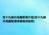 甘十九妹片尾曲歌詞介紹(甘十九妹片尾曲歌詞詳細(xì)情況如何)