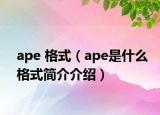 ape 格式（ape是什么格式簡(jiǎn)介介紹）