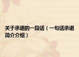 關(guān)于承諾的一段話（一句話承諾簡介介紹）