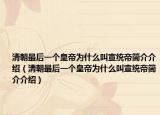 清朝最后一個(gè)皇帝為什么叫宣統(tǒng)帝簡(jiǎn)介介紹（清朝最后一個(gè)皇帝為什么叫宣統(tǒng)帝簡(jiǎn)介介紹）