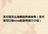 支付寶怎么查郵政快遞單號（支付寶可以查ems的單嗎簡介介紹）