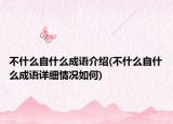 不什么自什么成語(yǔ)介紹(不什么自什么成語(yǔ)詳細(xì)情況如何)