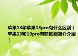 蘋(píng)果13和蘋(píng)果13pro有什么區(qū)別（蘋(píng)果13和13pro有啥區(qū)別簡(jiǎn)介介紹）