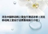 河北中國移動網(wǎng)上營業(yè)廳通話詳單（河北移動網(wǎng)上營業(yè)廳話費(fèi)查詢簡介介紹）