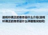 游戲ID真正的意思是什么介紹(游戲ID真正的意思是什么詳細情況如何)
