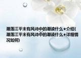 潮落江平未有風(fēng)詩(shī)中的潮讀什么★介紹(潮落江平未有風(fēng)詩(shī)中的潮讀什么★詳細(xì)情況如何)