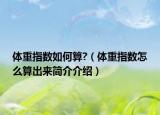 體重指數(shù)如何算?（體重指數(shù)怎么算出來簡介介紹）