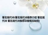 著名現(xiàn)代詩(著名現(xiàn)代詩推薦介紹 著名現(xiàn)代詩 著名現(xiàn)代詩推薦詳細情況如何)