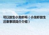 可以放生小龍蝦嗎（小龍蝦放生注意事項簡介介紹）