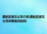 愛的宣言怎么寫介紹(愛的宣言怎么寫詳細情況如何)