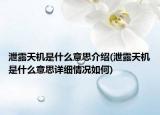 泄露天機是什么意思介紹(泄露天機是什么意思詳細情況如何)