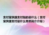 支付寶快捷支付指的是什么（支付寶快捷支付是什么意思簡(jiǎn)介介紹）