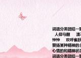 詞語(yǔ)分類團(tuán)結(jié)一致(夜以繼日     英勇奮戰(zhàn)     人仰馬翻     潰不成軍四處逃竄      憂心忡忡     歡呼雀躍     筋疲力盡     竭盡全力贊揚(yáng)某種精神的:描寫敵人慘敗的:描寫人們心情的和精神狀態(tài)的: