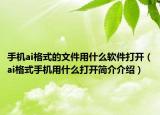 手機ai格式的文件用什么軟件打開（ai格式手機用什么打開簡介介紹）