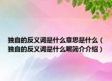 獨自的反義詞是什么意思是什么（獨自的反義詞是什么呢簡介介紹）