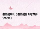 射陽是哪兒（射陽是什么地方簡(jiǎn)介介紹）