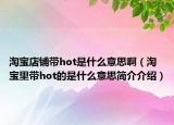 淘寶店鋪帶hot是什么意思?。ㄌ詫毨飵ot的是什么意思簡介介紹）