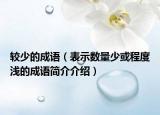 較少的成語(yǔ)（表示數(shù)量少或程度淺的成語(yǔ)簡(jiǎn)介介紹）