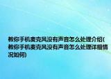 教你手機(jī)麥克風(fēng)沒有聲音怎么處理介紹(教你手機(jī)麥克風(fēng)沒有聲音怎么處理詳細(xì)情況如何)