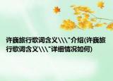 許巍旅行歌詞含義\
