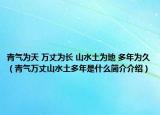 青氣為天 萬丈為長 山水土為地 多年為久（青氣萬丈山水土多年是什么簡介介紹）