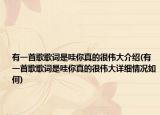 有一首歌歌詞是哇你真的很偉大介紹(有一首歌歌詞是哇你真的很偉大詳細情況如何)
