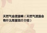 天然氣會泄露嘛（天然氣泄露會有什么危害簡介介紹）