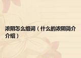 濃陰怎么組詞（什么的濃陰簡(jiǎn)介介紹）