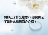 網(wǎng)抑云了什么意思?（該網(wǎng)抑云了是什么意思簡(jiǎn)介介紹）