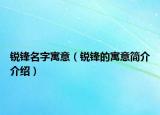 銳鋒名字寓意（銳鋒的寓意簡介介紹）