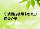 寧波銀行信用卡怎么辦簡介介紹