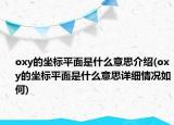 oxy的坐標(biāo)平面是什么意思介紹(oxy的坐標(biāo)平面是什么意思詳細(xì)情況如何)