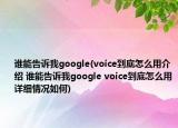 誰(shuí)能告訴我google(voice到底怎么用介紹 誰(shuí)能告訴我google voice到底怎么用詳細(xì)情況如何)