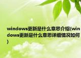 windows更新是什么意思介紹(windows更新是什么意思詳細(xì)情況如何)