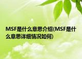 MSF是什么意思介紹(MSF是什么意思詳細情況如何)