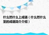 什么然什么上成語(yǔ)（什么然什么至的成語(yǔ)簡(jiǎn)介介紹）