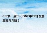 dnf多一點(diǎn)tp（DNF中TP什么意思簡(jiǎn)介介紹）