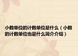 小數(shù)單位的計(jì)數(shù)單位是什么（小數(shù)的計(jì)數(shù)單位也是什么簡介介紹）