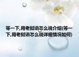 等一下,用老撾語(yǔ)怎么說介紹(等一下,用老撾語(yǔ)怎么說詳細(xì)情況如何)