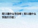 雙11是什么節(jié)日呀（雙11是什么節(jié)簡介介紹）