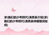 求(我們的少年時(shí)代)演員表介紹(求(我們的少年時(shí)代)演員表詳細(xì)情況如何)