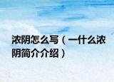 濃陰怎么寫（一什么濃陰簡介介紹）